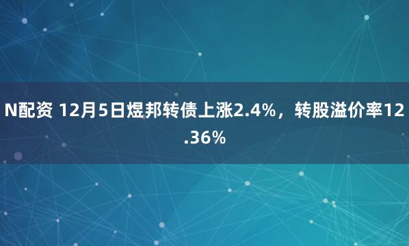 N配资 12月5日煜邦转债上涨2.4%,转股溢价率12.36%